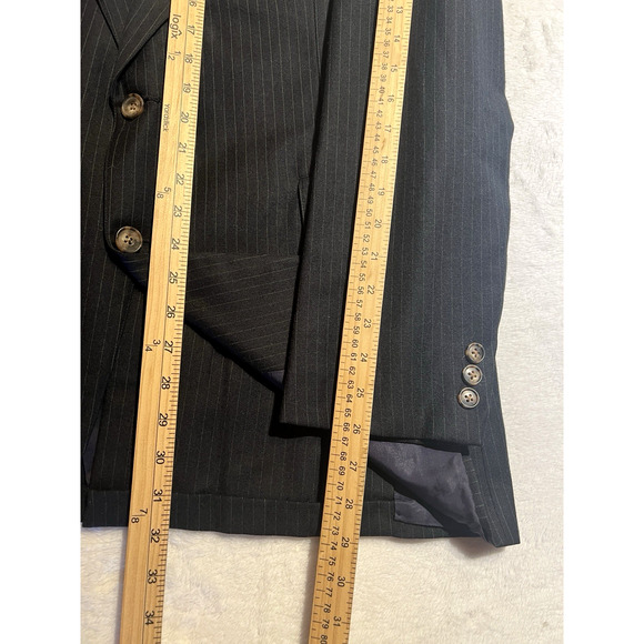 Vintage Steeplechase 42L 34x31 Dark Blue Stripe Flannel Finish Unstructured Suit - Picture 13 of 16